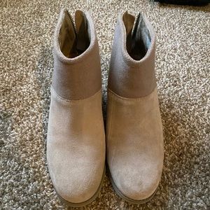 Toms Leila felted wool leather bootie with heel